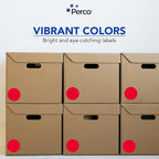 Perco Red 3-Inch Round Circle Dot Sticker Labels - Multi-Roll Pack (3 Rolls, 500 Labels Each) - Permanent Adhesive, Vibrant Colors, Strong Hold - Perforated for Easy Use - Made in USA