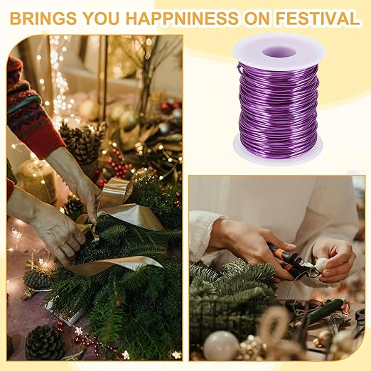 uxcell 16 Gauge / 1.5mm Anodized Aluminum Wire for Jewelry Craft Making, 102 Feet Bendable Flexible Wire for DIY Home Decor Gardening Sculpture, Purple
