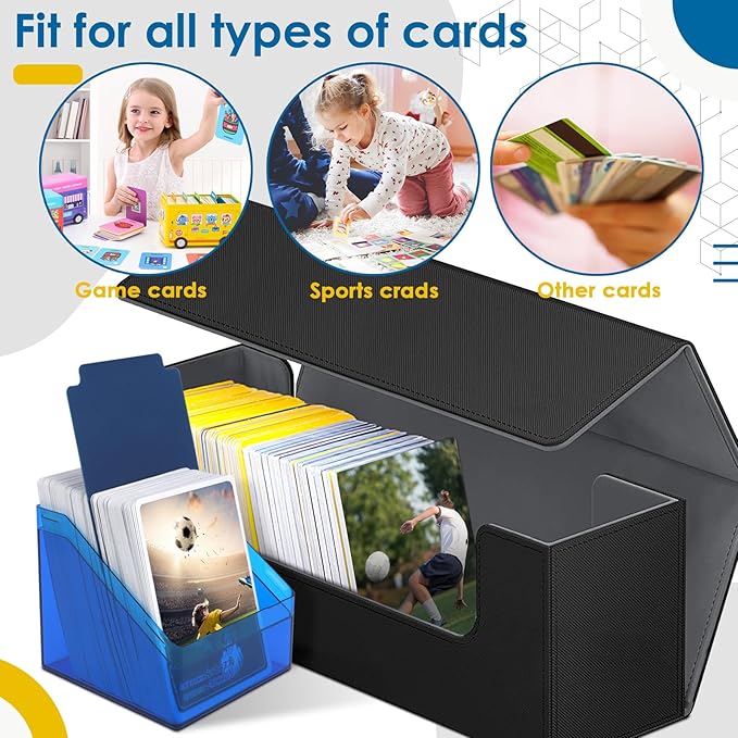 Card Deck Case for Trading Cards, Leather Magnetic Closure Commander Card Storage Box Holding 600+ Sleeved Cards Fit for YuGiOh, MTG and Sport Cards (1000 Card Deck Case)
