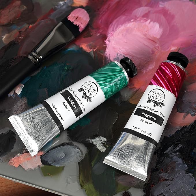 Tusc & Pine Artist Oil Paint - Permanent Yellow Light, 40 ml, Non-Yellowing, Rich & Creamy Consistency, Maximum Pigment Load, Small Batch Milled Oil Paints Made in the USA for Professional Artists