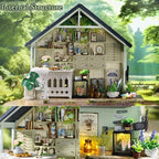 TuKIIE DIY Miniature House Kit with Furniture, 1:24 Scale Creative Room Mini Wooden Dollhouse Book Nook Plus Dust Proof & Music Movement for Kids Teens Adults(Plants Studio)