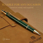 BEILUNER Luxury Gel Pen with 24K Gold Electroplating Finish, Green Piano Lacquer, Luxury Grade Craftsmanship, Best Gel Pen Gift Set for Men and Women