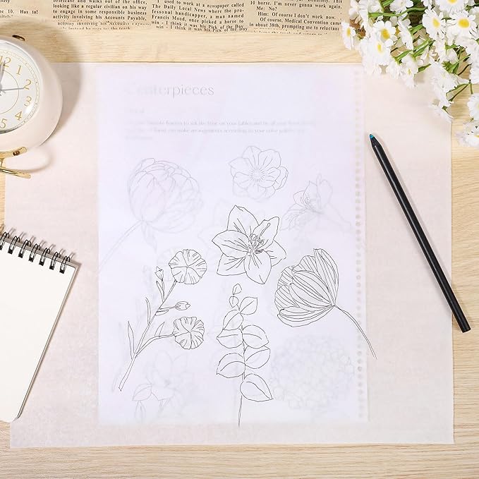 Tracing Paper Roll 17in x 50yd, White Trace Paper Pattern Paper Translucent Tracing Paper for Sewing, Drawing, Sketching, Gift Wrapping