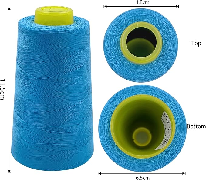 Tortoise 4 Cones of 3000 Yards Each Spool Thread for All Purpose, Serger, Overlock, Quilting, Sewing Machine - 100% Polyester - Peacock Blue