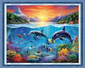 DMCVIVR Stamped Cross Stitch Kits for Adults Beginners Embroidery Kits 11CT Needlepoint Kits Cross Stitch Patterns Embroidery Patterns&Dolphin Sea World 16x20 inch