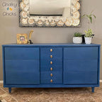Chalky Chicks All-in-One Chalk Paint for Furniture or Cabinet - 4 Fl Oz - Matte Finish Denim (Navy Blue) for Metal, Wood Furniture Paint - No Sanding All-in-One for Home Decor & Crafts, USA Made