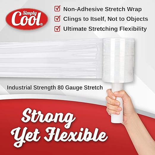 8 Pack Industrial Strength Mini Hand Stretch Wrap 5" 1000 Ft. Roll 80 Gauge Thick, Shrink Wrap Roll for Moving Supplies, Furniture, Pallets, Plastic Wrap for Packing, Heavy Duty Stretch Film