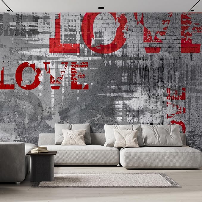 wall26 Wall Sticker/Wall Mural Love Letters Graffiti, Not Peel and Stick, Non-Woven Wallpaper Decorative for Bedroom, Living Room, Office - 99x96 inches