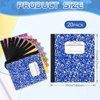 Seajan 20 Pack Composition Notebooks, Wide Ruled Paper, 7-1/2" x 9-3/4" Marble Hard Covers, 60 Sheets, Composition Notebooks Bulk for Students Back to School Adults Office Supplies(Colorful)