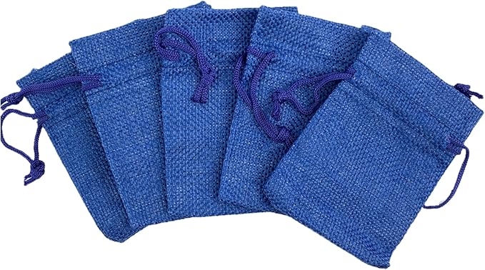 Palmhomee Pack of 25 Burlap Gift Bags with Drawstring Linen Jewelry Pouches Wedding Hessian Jute Bags for Birthday and Treat Pouches Party Wedding Favors Gift (2.8x3.6 Inch, Royal Blue)