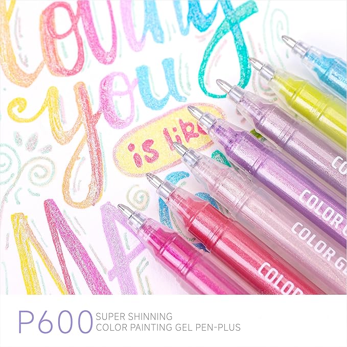 72 Color 1.0mm Glitter Markers for Adults Painting, Christmas Card Drawing, Birthday Blessing Graffiti, Art Bookkeeping DIY Pen