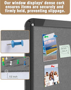 28"x26" Enclosed Bulletin Board, Lockable Weather-Resistant Aluminum Cork Noticeboard for School & Office, Black Frame w/Grey Flet