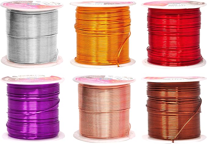 Mandala Crafts 20 Gauge Anodized Aluminum Craft Wire for Jewelry Making - 450 FT Colored Flexible Silver Copper Purple Gold Brown Red Wire - Bendable for Bonsai Armature Crafting Sculpting