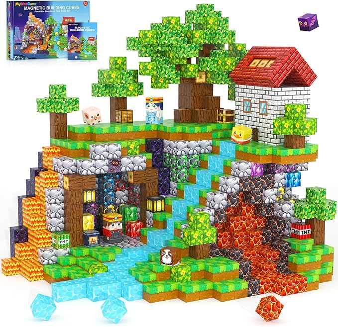 150PCS Magnetic Blocks Building Toys for 3+ Year Old Boys Girls, Kids Sensory Montessori Construction Toys Christmas Birthday Gifts