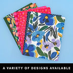 PAPERAGE Soft Cover Lined Journal Notebook, 2 Pack, (Blue Pansies), 100 Pages, Large 7.5 inches x 9.5 inches, College Ruled, Ideal for Note Taking & Travel Journal
