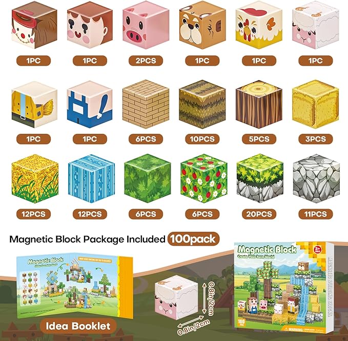 Magnetic Blocks, Magnetic Building Blocks 100pcs Gryxpox-STEM Toys for Kids Ages 3+, Magnet Tiles with Forest Animals Blocks Set, Educational Sensory Toys for Toddlers, Boys & Girls–Creative Game Gift