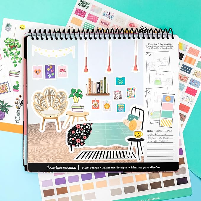 Fashion Angels Interior Design Sticker Stylist - 20 Style Boards with 14 Sticker Sheets - Interior Design Set for Kids - Room Design Kit for Girls - 550+ Aesthetic Room Decor Stickers - Ages 6 and Up