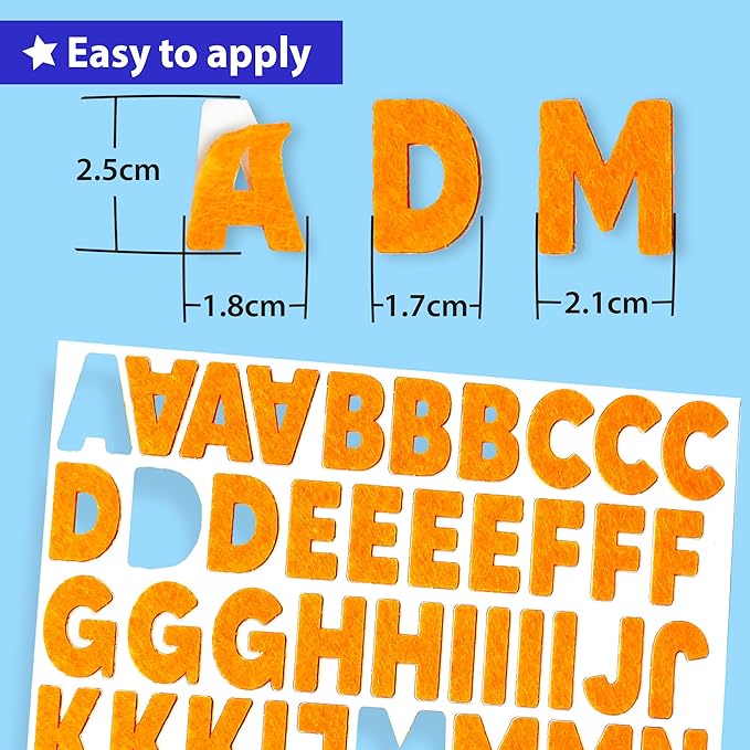 KRAFUN Felt Sticker Kit for Beginner Toddlers, Kids Arts & Crafts, Pack of 500 Assorted Scrapbook Stickers Alphabets, Numbers, Fun Shapes, Preschool, Children Early Learning, self Adhesive