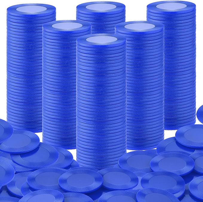Coopay 1000 Pieces Plastic Poker Chips, Bingo Chips Bulk Learning Counters Disks Poker Card Game, Counting Markers for Math Practice, Game Tokens and Teaching Rewards, 25 mm/ 1 Inch (Blue)