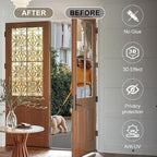 3D Stained Glass Window Privacy Film, Heat Control UV Blocking Static Cling Decorative Window Film for Bathroom,Front Door,Home Non Adhesive 35.4 x 78.7 inches Golden Filigree