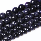 32PCS 12mm Starry Blue Sandstone Gemstone Beads Beads Natural Stone Round Loose Beads for Jewelry Making DIY Bracelet Necklace 15" Inch