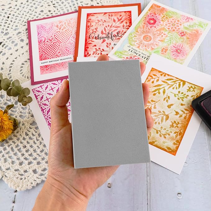BAOFALI 4 Pcs Large Stamping Foam Grey Moldable Foam Stamps Plastic Dry Foam Stamp Pad Cut and Dry Foam Stamping Foam Block for Sculpture, Modeling, DIY Arts and Handicrafts Projects
