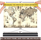 DACRI HOME 44" Magnetic Poster Hanger Frame - Sturdy Teak Wood Poster Frame 44x18 44x24 44x36, Strong Magnets for Easy Hanging Map Picture Print Scroll Wall Art (44 Inch, Black)