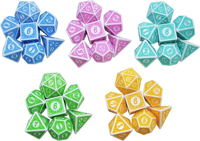 SmartDealsPro Retro Polyhedral Dice Sets with Pouches for D&D DND RPG MTG Dungeon and Dragons Table Board Roll Playing Games D4 D6 D8 D10 D% D12 D20