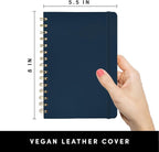 PAPERAGE Lined Spiral Journal Notebook, (Navy), 160 Pages, Hardcover Journal for Women & Men, Medium 5.5 in x 8 in - 100 GSM, Thick Paper, Spiral Notebook for Work, School & Journaling