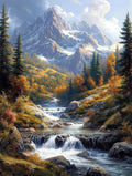 14ct Counted Cross Stitch Kits for Adults Mountains Rivers Printed Stamped Cross Stitch Patterns Kits Cross Stitch Supplies (Mountains Rivers)