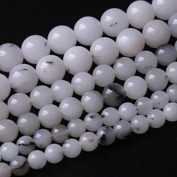 90PCS 4MM Black Rutilated Quartz Beads Round Loose Stone Beads for Jewelry Making DIY Energy Stone Healing Power Bracelet 15"