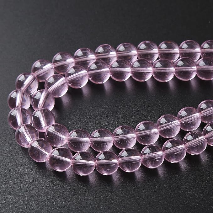 6mm 60pcs Smooth Rose Pink Glass Beads Quartz Crystal Round Loose Beads for Jewelry Making DIY Bracelet Necklace