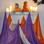 Boao Halloween Cheese cloth 84.65 x 590.55 Inch White Orange and Purple Cheesecloth Roll for Crafts Large Cotton Muslin Gauze Fabric for Halloween Outdoor & Indoor Spooky Decoration