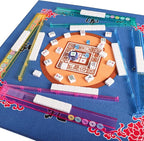 American Mahjong Game Set, 166 Quality White Tiles, 4 All-in-One Color Rack/Pushers, Mahjong Tile Set with Light Blue Printed Carrying Bag