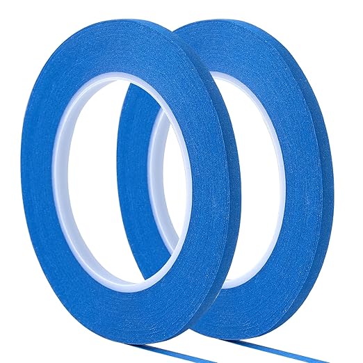 2 Pack 1/4" inch x 60yd Blue Painters Tape Easy Removal Thin Narrow Finishing Masking Tape Painting Tape Wall Tape, No Residue and Good Adhesive (0.25 in 6MM)