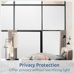 rabbitgoo Window Privacy Film, Non-Adhesive Frosted Glass Window Film for Bathroom, Static Cling Heat Blocking Stickers for Home Indoor Opaque Frosting Coverings House Tint, Matte White 17.5" x 157"
