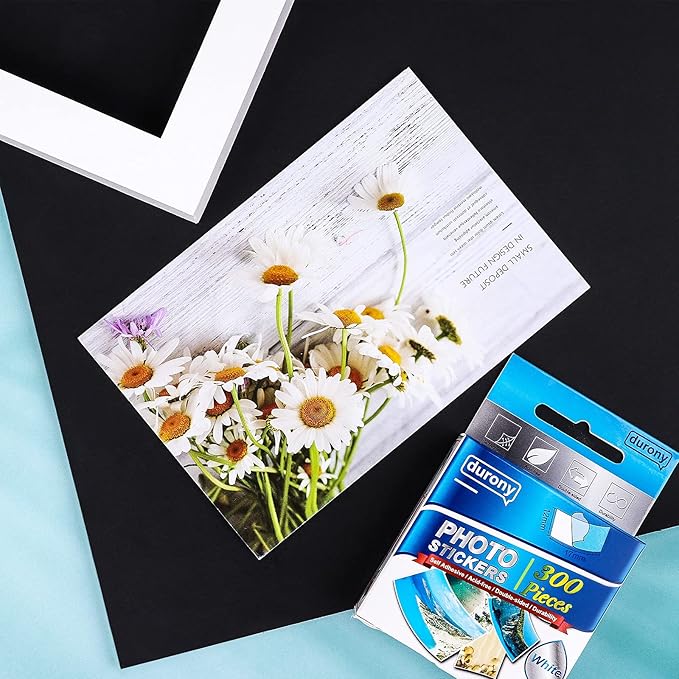 Durony 300 Pieces Photo Sticker White Double-Sided Self Adhesive Photo Tapes for Pictures DIY Photo Album Journal