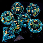 ARUOHHA DND Resin Dice Dragon Eye Dice Liquid Core Red Sharp Edged Dice Set with Gift Box, Polyhedral D and D Dice Set Role Playing Game D20 D12 D10 D8 D6 D4