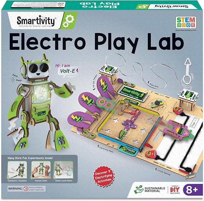 Smartivity Electro Play Lab for Kids Ages 8, 9, 10, 11, 12, 13, 14 Years Old I Electricity Kit with 9 Circuits Experiements & DIY Robot | STEM Science Project Kit | Birthday Gift for Boys & Girls