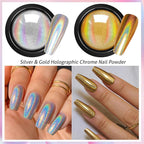 Gold Silver Chrome Nail Powder, 12 Colors Iridescent Holographic Unicorn Chrome Powder for Nails, Metallic Mirror Effect Rose Gold Champagne Nail Powder Pigment Glitter Foils Flakes Nail Art