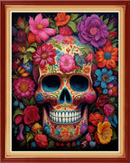 Dimxvean Stamped Cross Stitch Kits,Cross Stitch Kits for Adults Beginners,Embroidery Kits Full Range of Cross Stitch Stamped Kits Needlepoint Kits Cross Stitch Patterns-Colorful Skull 16x20 inch