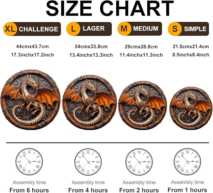 KAAYEE Wooden Puzzles for Adults, 3D Vision Mechanical Dragon Wooden Jigsaw Puzzles Unique Shape Advanced Wood Puzzle Adult, Birthday Fathers Family Game (S-8.5 * 8.4in-100pcs)