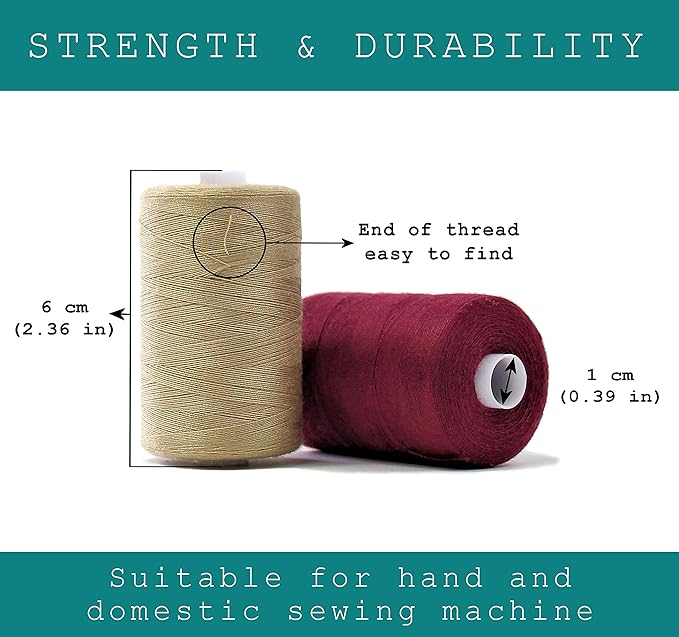 BlesSew Sewing Threads - 10 Large Spools of Polyester Thread for Hand, Quilting & Sewing Machine - Christmas and Festive Shades Colors - 1000 Yards Per Spool