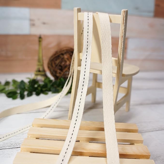 CT CRAFT LLC Ivory Cotton Twill Ribbon 3/8" x 10 Yards for Home Décor Gift Present Wrapping DIY Crafts Birthday Wedding Bouquet Christmas
