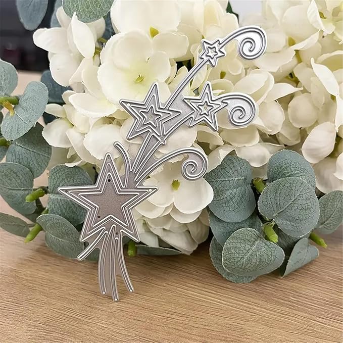 Metal Cutting Dies DIY Embossing Stencil Template Scrapbooking Card Making Mold Photo Album Arts Crafts Tools (Star Ribbon-5.6x12.7cm)
