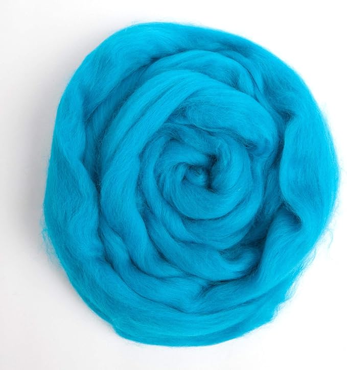 Desert Breeze Distributing 100% Natural Merino Wool Roving - Premium Combed Top Merino Roving Wool - Tapestry, Spinning, Wet Felting & Needle Felting Supplies - 21.5 Micron - 1 oz, Color Peacock Blue