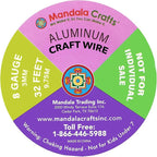 Mandala Crafts 8 Gauge Anodized Aluminum Craft Wire for Jewelry Making - 120 FT Colored Flexible Silver Copper Light Gold Gray Gold Red Wire - Bendable for Bonsai Armature Crafting Sculpting