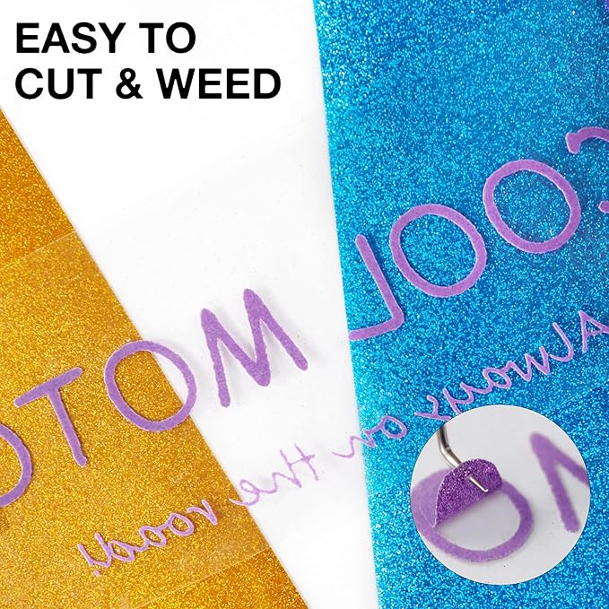 HTVRONT Rose Purple Glitter HTV Vinyl - 10" x 8ft Glitter Heat Transfer Vinyl for T Shirts, Iron on Vinyl for All Cutter Machines - Easy to Cut & Weed (Rose Purple Glitter)