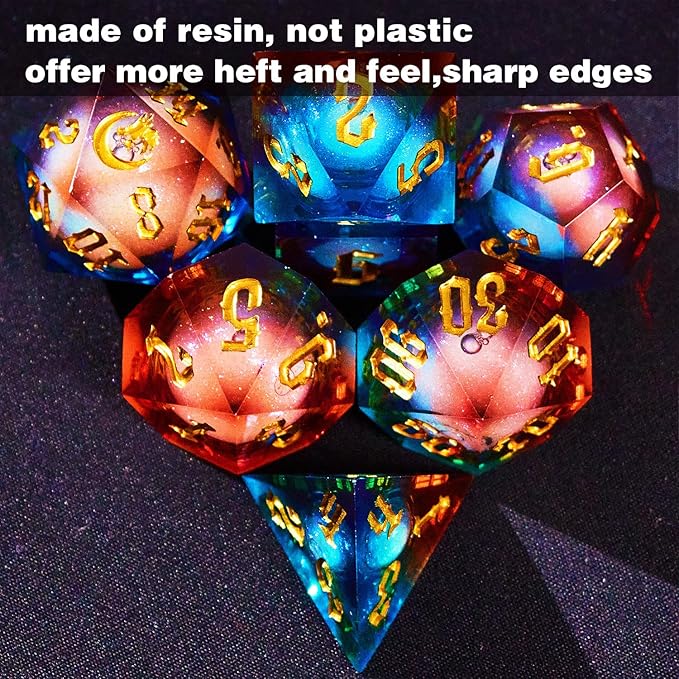 Gradual Magic Red Moon Liquid Core DND Dice Sets for Role Playing Games, Unique RPG Dungeon and Dragons Dice Set with Gift Box, Mystery Liquid Core D&D Dice Set for Gift