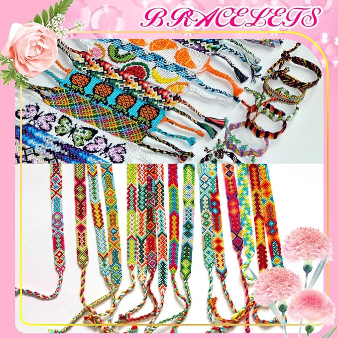 Friendship Bracelet String 50 Skeins Fashionable Rainbow Color Embroidery Floss Cross Stitch Embroidery Thread Cotton Floss Bracelet Yarn, Craft Floss